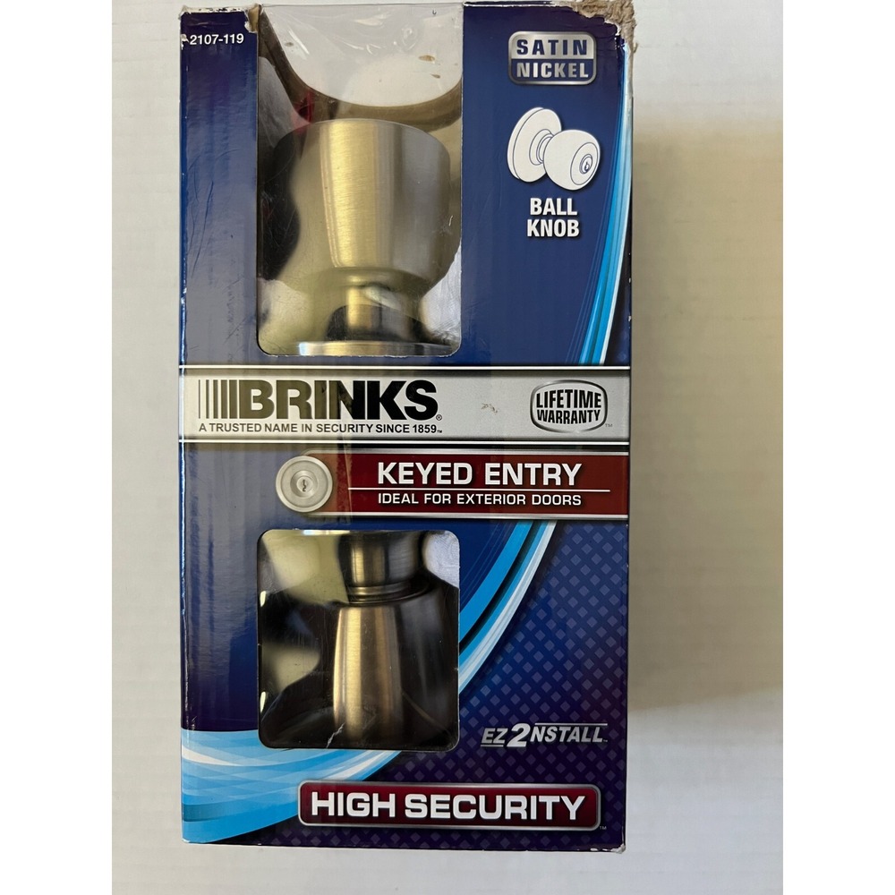 BRINKS High Security Keyed Entry Door Handle-Exterior Door-2107-109 Satin Nickel - Picture 2 of 7